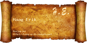 Haag Erik névjegykártya